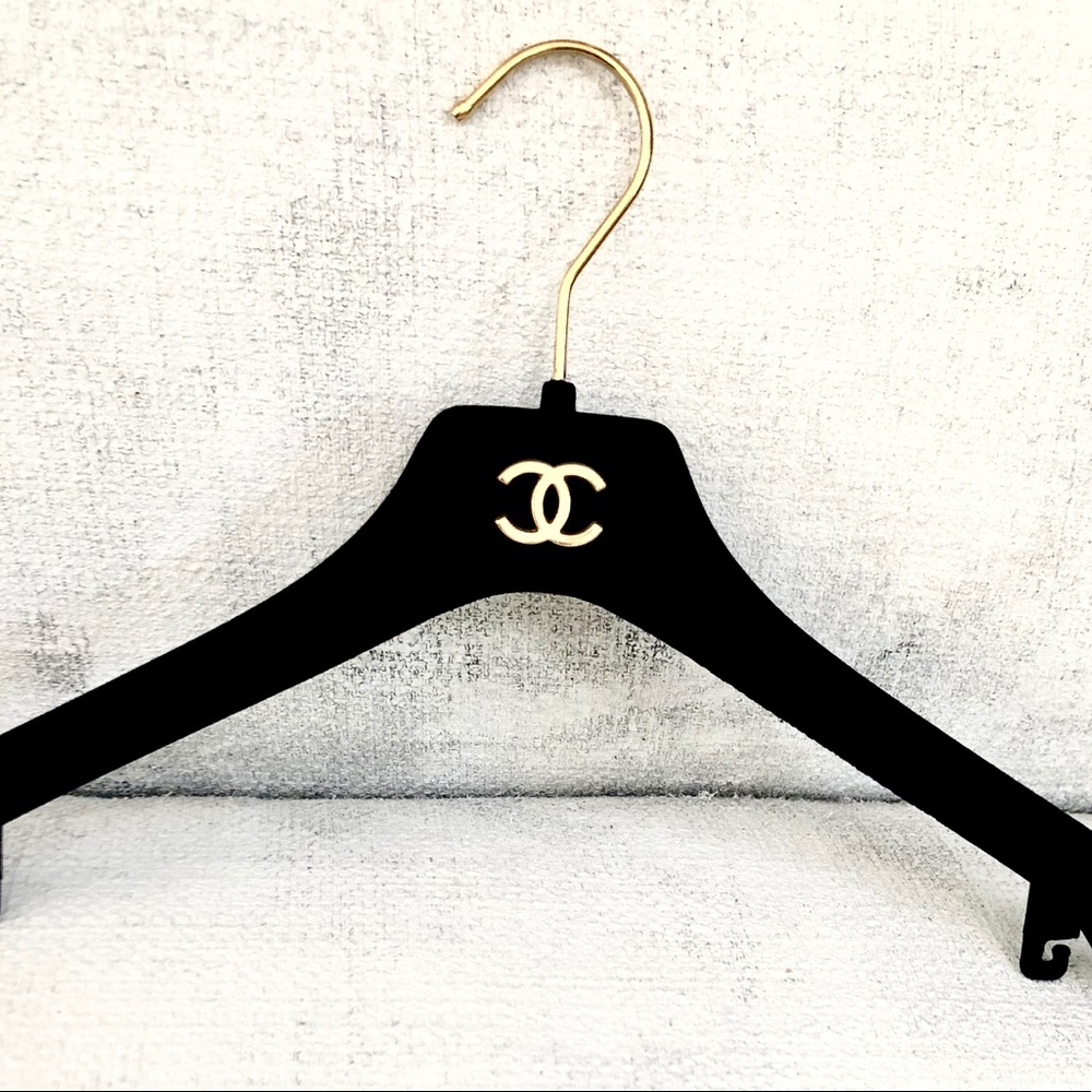 Authentic CHANEL black/gold velvet hanger